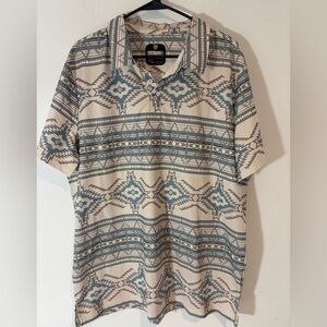 Rock&Roll Denim Men’s XL Aztec Western Short Sleeve Business Casual Polo Shirt